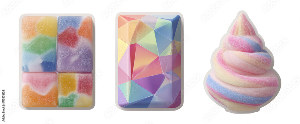 Fototapeta premium Colorful Isolated Candy Shapes on Transparent Background for Creative Projects