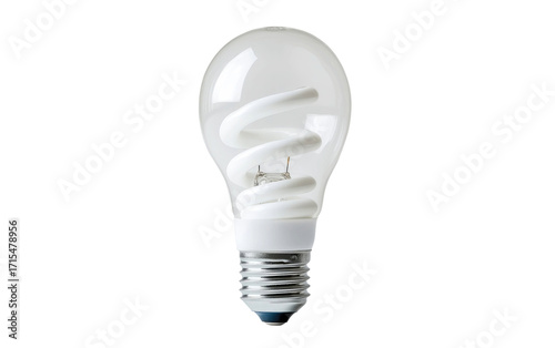 Modern energy saving spiral fluorescent light bulb isolated on transparent background