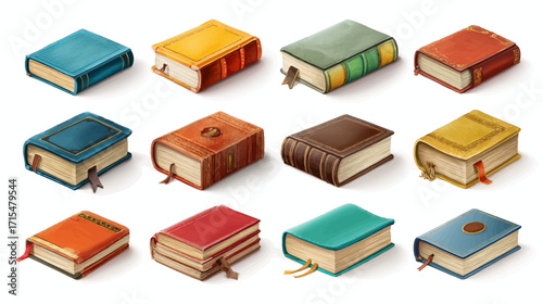 Collection of Vintage Books Stacked and Arranged.