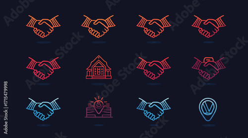 Handshake Deal Agreement Partnership Collaboration Icons.