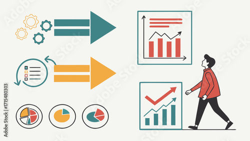 Business growth and data analysis process illustration