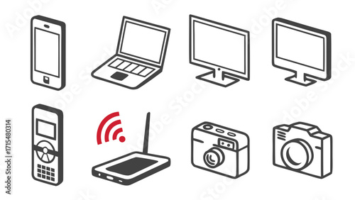 Collection of isometric technology gadget icons