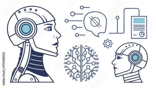 Artificial intelligence and humanoid robot technology concepts