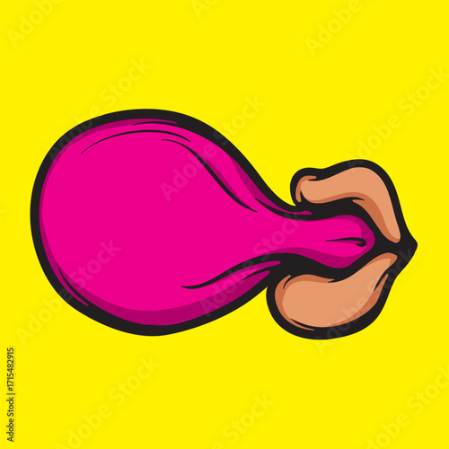 Mouth blowing Bubble Gum Cartoon Vector Illustration
