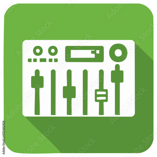 Audio mixer console icon with sliders and knobs for sound engineering and music production