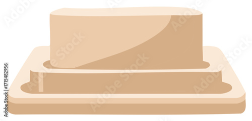 Stylized illustration of a block of butter on a butter dish