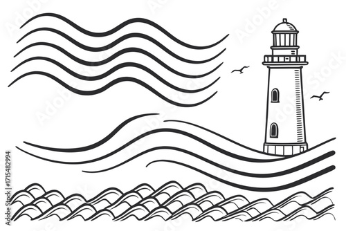 lighthouse on a blue background
