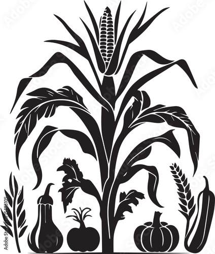 Tall corn growing vegetable stalks swaying gently in rural countryside