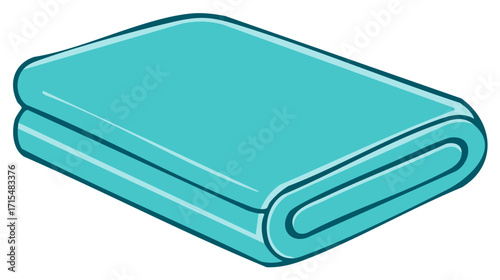 Neatly Folded Blue Towel or Blanket, Soft and Cozy Household Textile