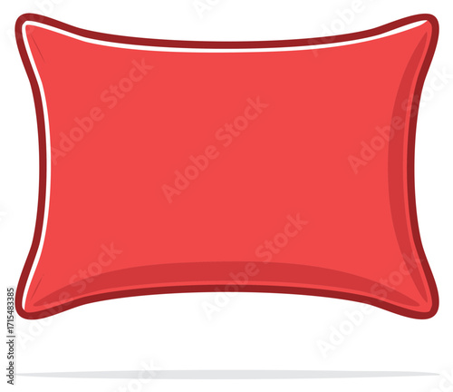 Red rectangular plush pillow with white trim and shading