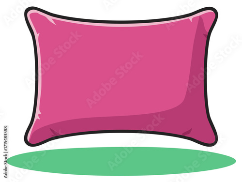 Bright Pink Cartoon Pillow Vector Illustration for Comfort Relaxation and Home Decor