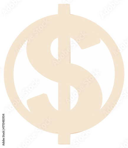 Dollar symbol with circle, currency icon representation of global finance, economic sign and financial investment