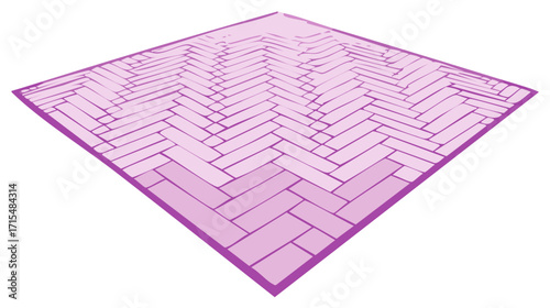Abstract perspective of a pink parquet floor with a herringbone pattern.