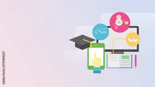 Digital Education and Online Learning Technology Icons.