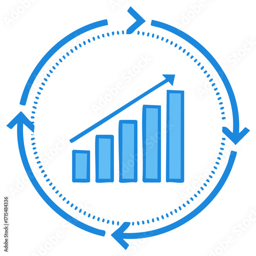 Hand Drawn Circular Process Icon Showing Continuous Business Growth and Improvement