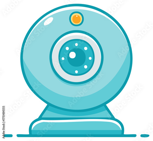 Light Blue Cartoon Webcam Illustration for Video Calls and Online Communication