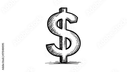 A stylized, hand-drawn dollar sign symbol stands out against a clean white background, conveying a sense of financial value with a textured, sketched appearance.