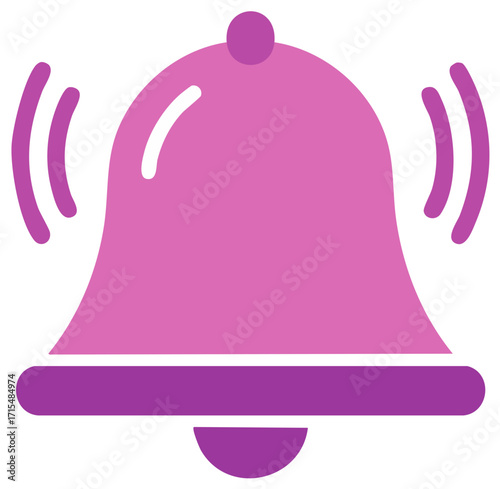 Vibrant bell ringing with visual sound waves, notification or alert vector icon