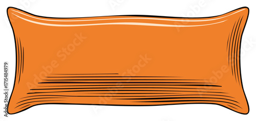 Rectangular Orange Pillow Cushion Artistic Illustration Graphic Design Element