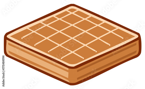 Isometric icon of a classic square Belgian waffle for breakfast