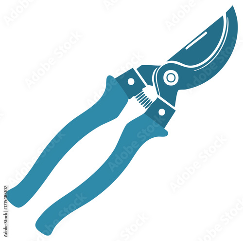 Vector Illustration of Blue Pruning Shears or Garden Clippers for Horticulture Work