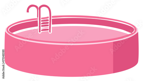 Vibrant pink inflatable swimming pool with a ladder inviting summer fun vector illustration