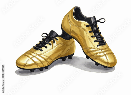 Gilded Sprint Golden football cleats isolated watercolor vector illustration svg