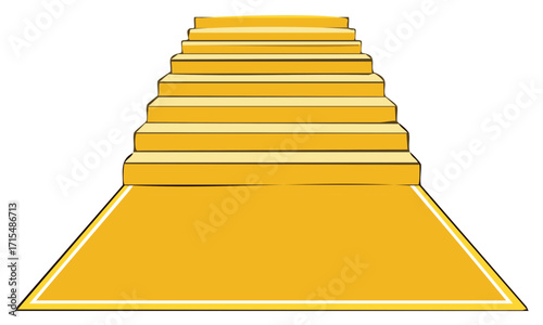 Yellow stairs leading upwards illustration, stylized design, upward concept