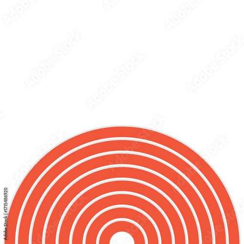 Athletics track background. Orange and white radial circle background pattern.