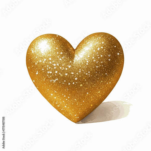 Gilded Pulse Golden Heart isolated watercolor vector illustration svg