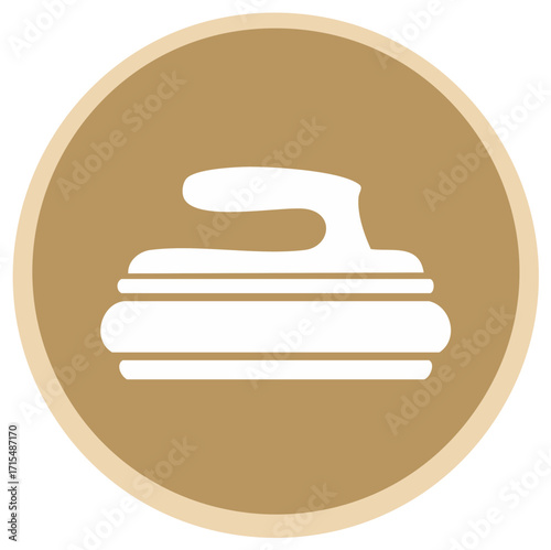 Curling stone symbol in a circle on a brown background vector graphic