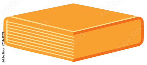 Thick orange hardcover book icon with many pages in a simple minimalist vector illustration style
