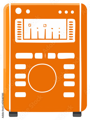 Orange drum machine and music sampler vector icon for electronic music production