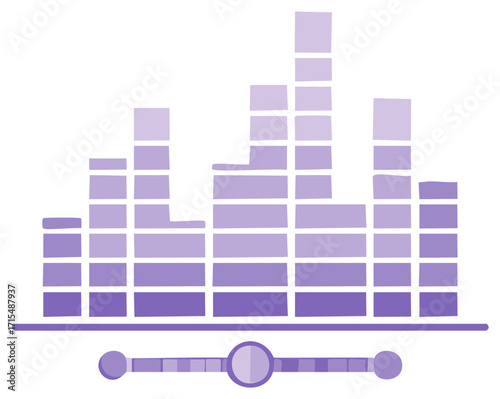 Sound Frequency Waveform Graphics with Adjustment Slider in Pastel Purple Color Audio Control Elements Digital Media
