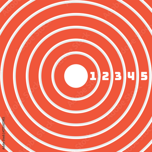 Athletics track background. Orange and white radial circle background pattern.