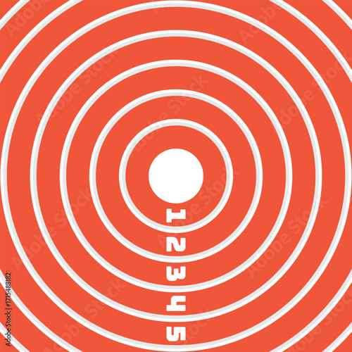Athletics track background. Orange and white radial circle background pattern.