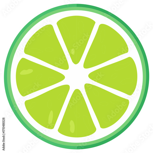 Freshly sliced green lime fruit illustration isolated