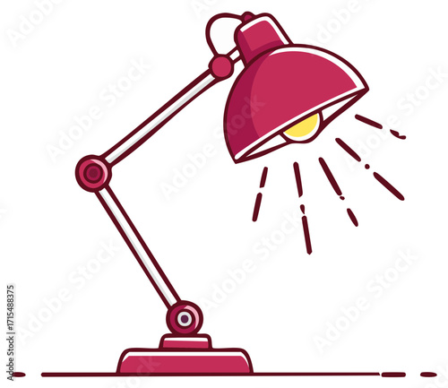 Illustration of Adjustable Desk Lamp with Illuminating Light Bulb