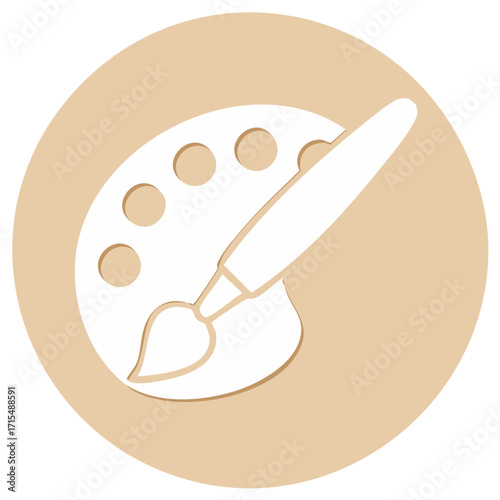 Art palette with brush icon clean flat design on beige background