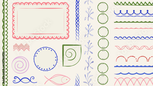 Charming hand-drawn decorative elements for joyful crafting and creative design projects