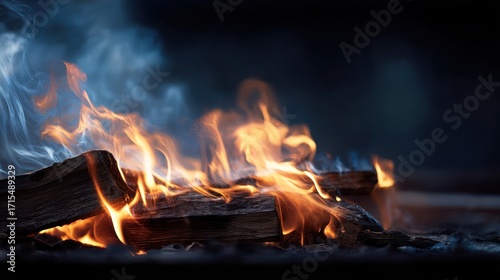 Wallpaper Mural Burning firewood closeup Torontodigital.ca