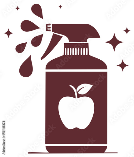 Apple Scented Spray Bottle Illustration for Cleaner Shine and Fragrance