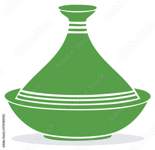 Green Earthenware Tagine Illustration Traditional Moroccan Cuisine Dish