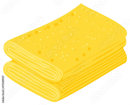 Stacked Yellow Fabric Bolt with Holes, Textile Folded for Sewing or Craft Project, Material