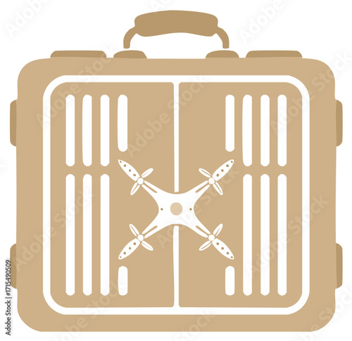 Stylized Drone Aircraft inside Travel Case Illustration Graphic Design Element