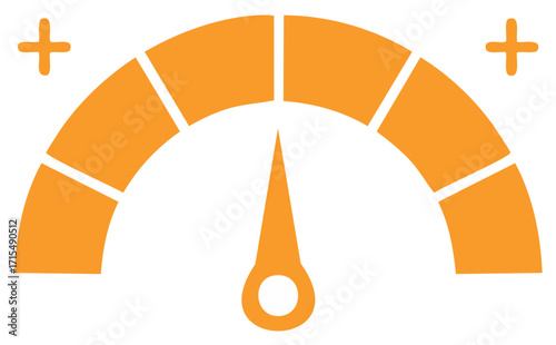 Orange Performance Indicator with Plus Symbols Reaching Target Goal Achievement