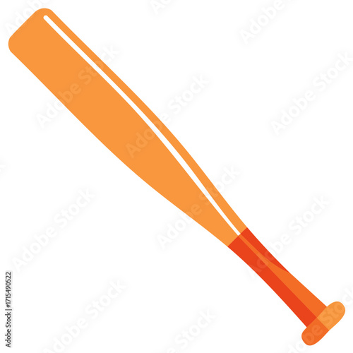 Vibrant Orange Baseball Bat Illustration Sports Equipment for Recreational Activities