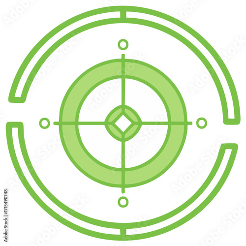 Green crosshair target icon for aim focus and business goals
