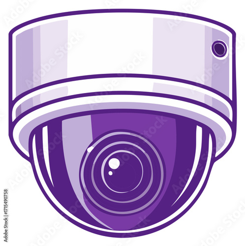 Modern purple dome security camera for video surveillance and safety illustration