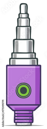 Futuristic cartoon machine part or high-tech spark plug illustration